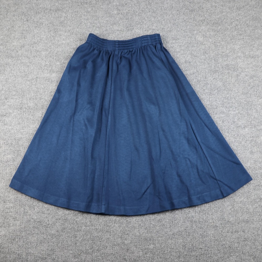 Alfred Dunner Skirt Womens Petite 10 Blue A-Line Elastic Waist Midi Made USA